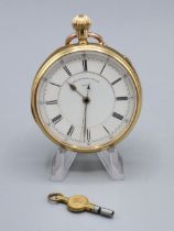 Thomas Russell & Son, Liverpool, late Victorian 18ct gold keyless pin set 1/5 second chronograph