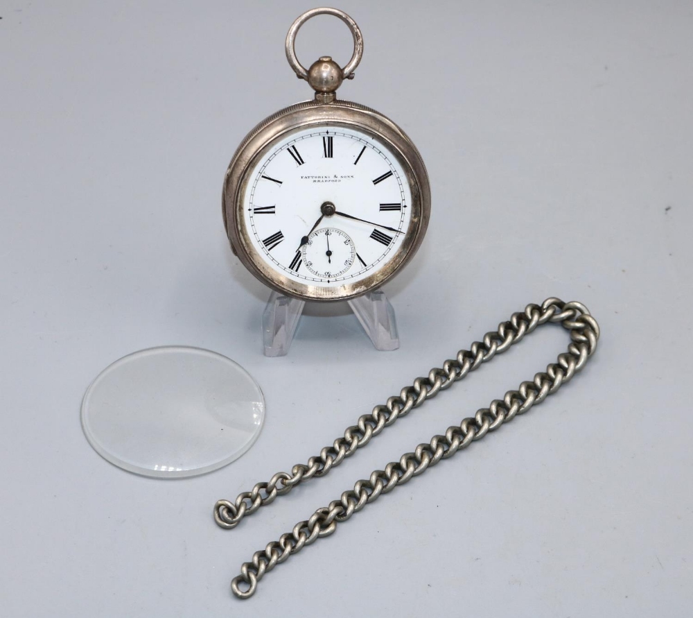 American (Waltham) Watch Co., retailed by Fattorini & Sons Bradford, silver key wound pocket