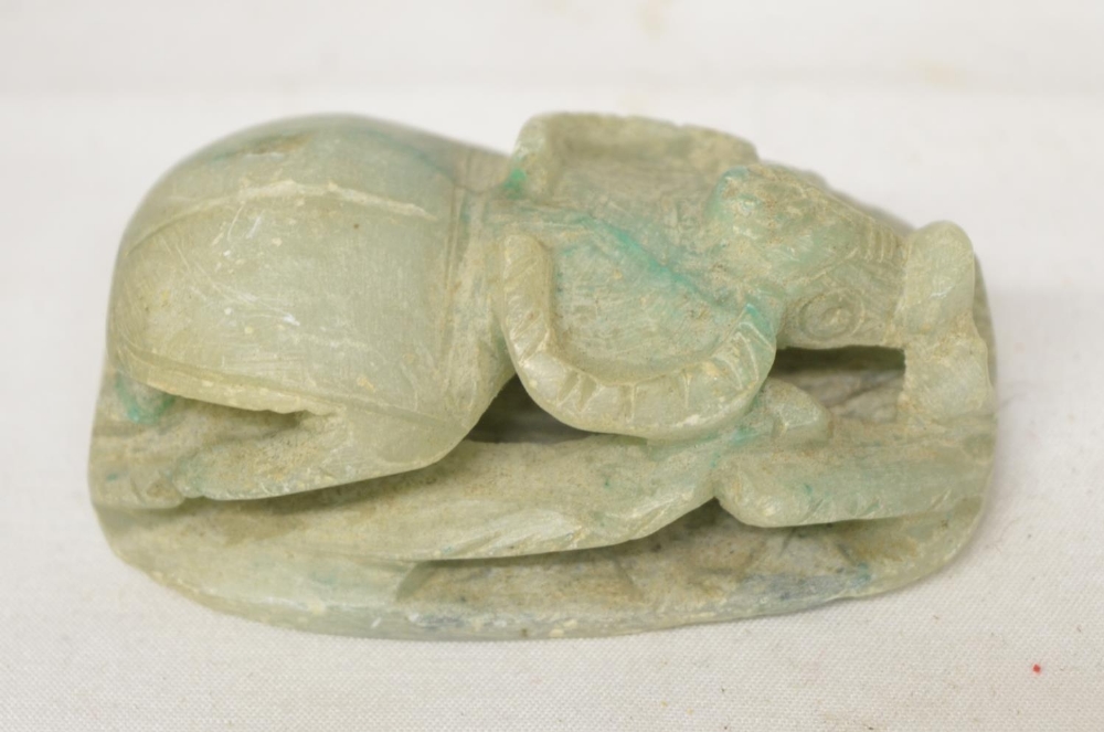 Modern reproduction green coloured female Egyptian style head (H23cm), a smaller and ancient - Image 2 of 5