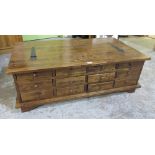 Laura Ashley Home coffee table, hinged top with twelve drawers, on bracket feet, W119cm D66cm H41cm