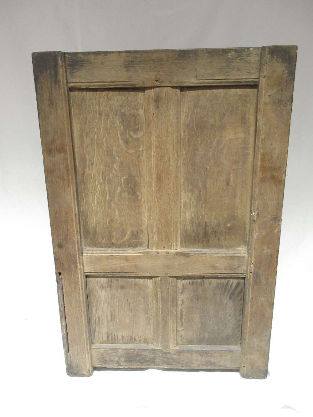 19th century oak box seat chair, panel back and seat cover, frame carved with Celtic strapwork, - Image 3 of 3