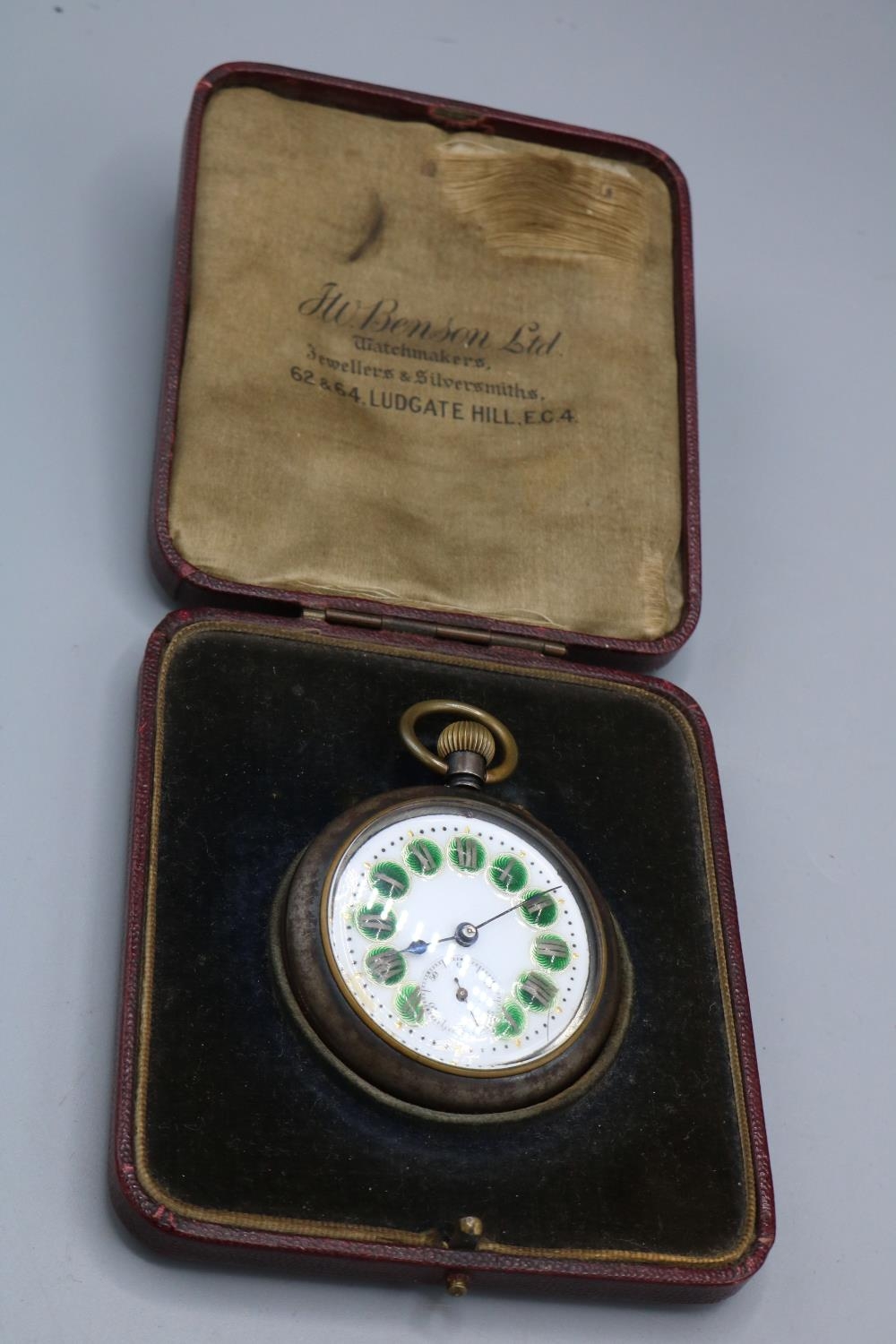 Swiss blued steel novelty keyless pin set pocket watch, white enamel Roman dial, subsidiary seconds, - Image 3 of 3