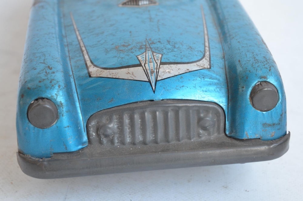 WITHDRAWN - Vintage West German lithographed pressed steel push along friction powered car model wi - Image 4 of 7