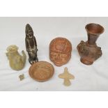 Collection of ceramic and glass items, some ancient from various civilisations including a small