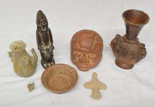 Collection of ceramic and glass items, some ancient from various civilisations including a small