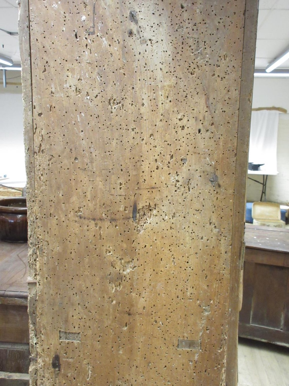 19th century French Provincial cupboard with four geometric panel doors and two drawers, on shaped - Image 3 of 4