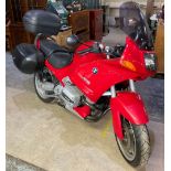 BMW R1100RS sport-touring motorcycle in red, 1995 model, 1100cc engine, mileage 38148, equipped wit