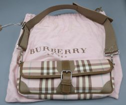 BURBERRY Nova check shoulder bag in PVC pink leather, product code yk7033B, serial number T-04-01,