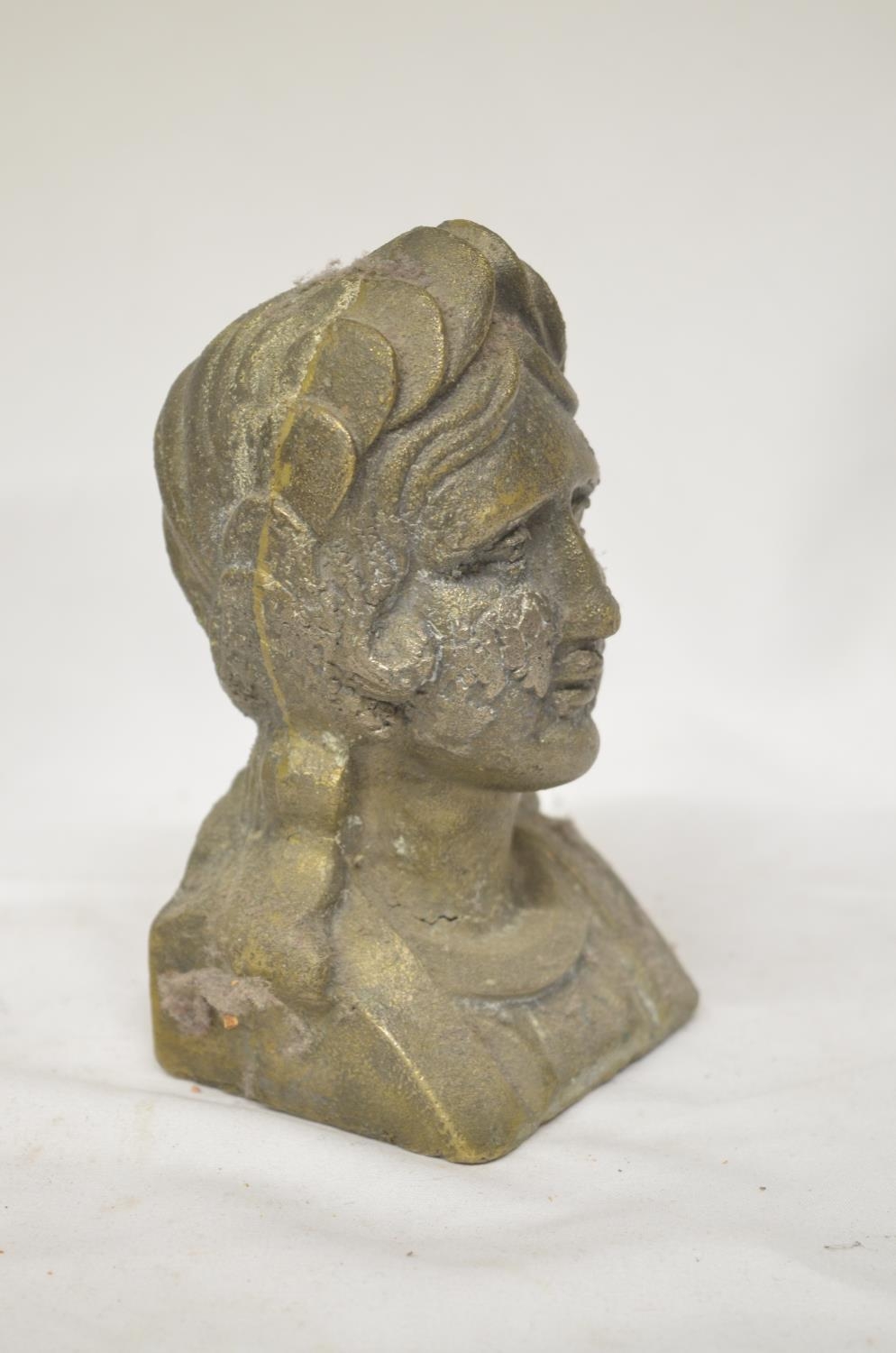 WITHDRAWN 19th century French bronze female bust on stone plinth (H25.5cm) and a similar but smaller - Bild 4 aus 4