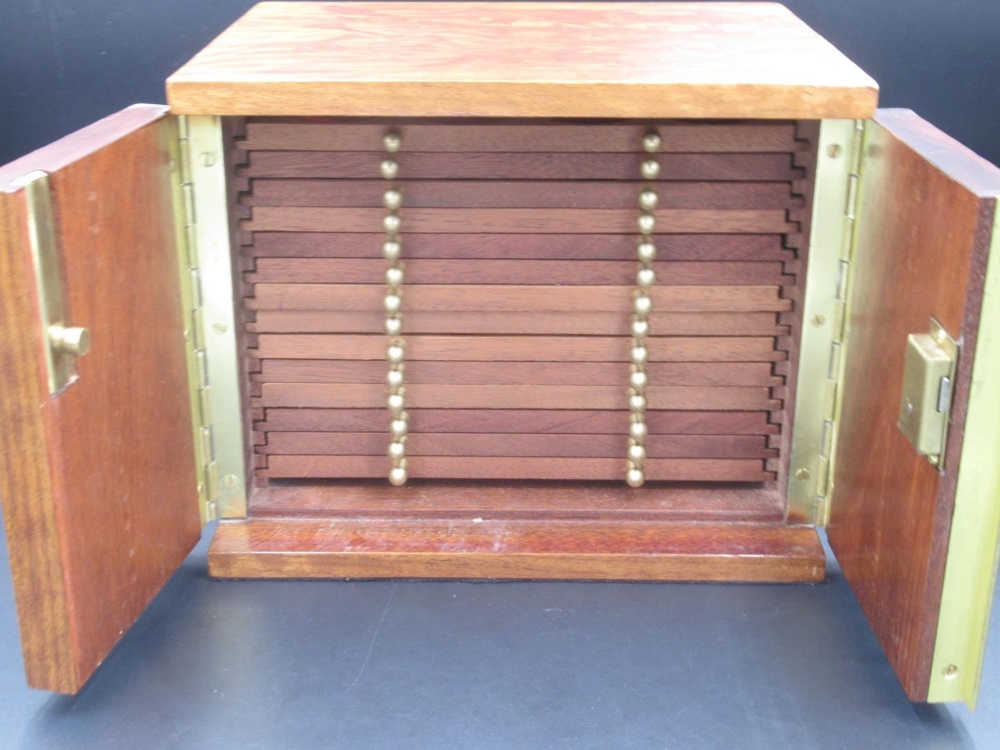 Fourteen drawer coin cabinet, with single lock, W22.2cm H18cm D17.8cm - Image 3 of 4