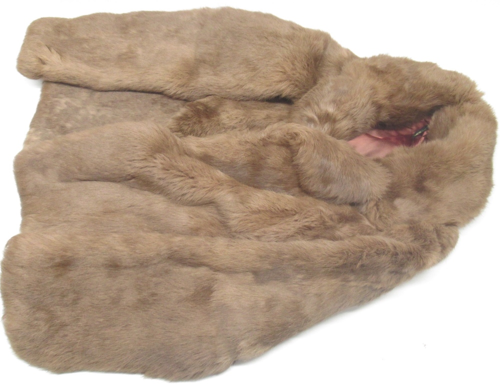 Real pannofix from Hungary dark brown fur coat, medium brown rabbit hair fur coat, peach coloured