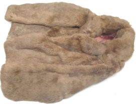 Real pannofix from Hungary dark brown fur coat, medium brown rabbit hair fur coat, peach coloured