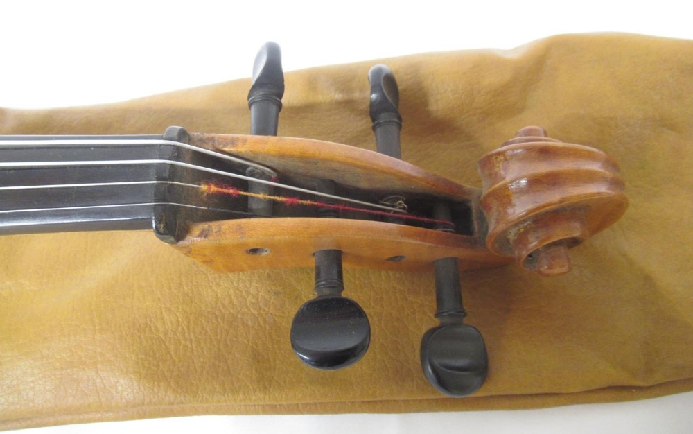Unnamed Viola with Panpi fitted bridge and a brown carry bag (lacking bow in need of attention), and - Image 5 of 13