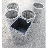 Set of five Wicker style planters