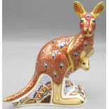 Royal Crown Derby kangaroo paperweight, gold stopper, with box, no certificate, H15cm