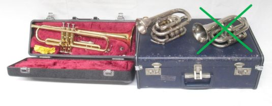 Yamaha YTR 1335 trumpet serial no.409775, lacking mouthpiece in original Yamaha case, and The Salvat