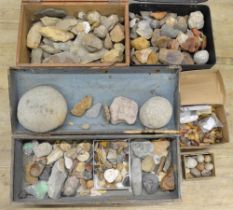Large collection of neolithic stone and flint tools, sling shot pebbles and minerals (Victor Brox
