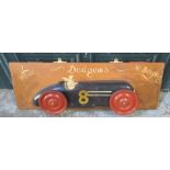 '2 per car Dodgems No Bumping' diorama on plank frame, 107cm x 36.5cm