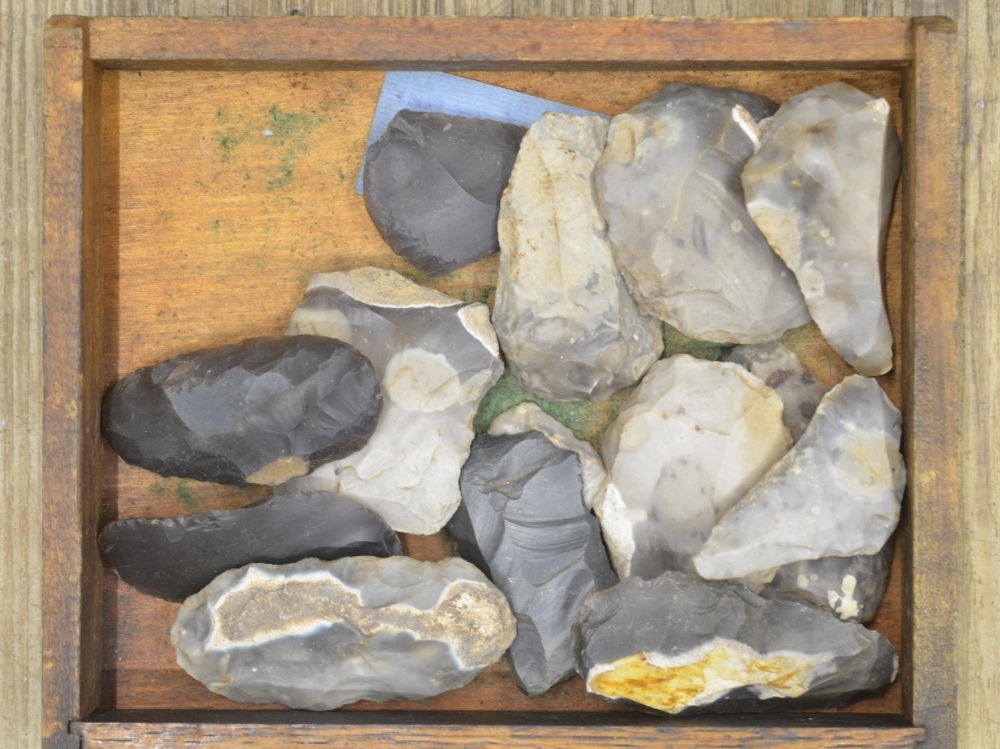 Collection of flint and stone tools including axe heads from Dorset, corn grinders, arrow heads, - Image 3 of 6