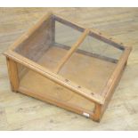 Pine table top display cabinet with hinged slope top, W63cm D66cm H35cm (Victor Brox collection)