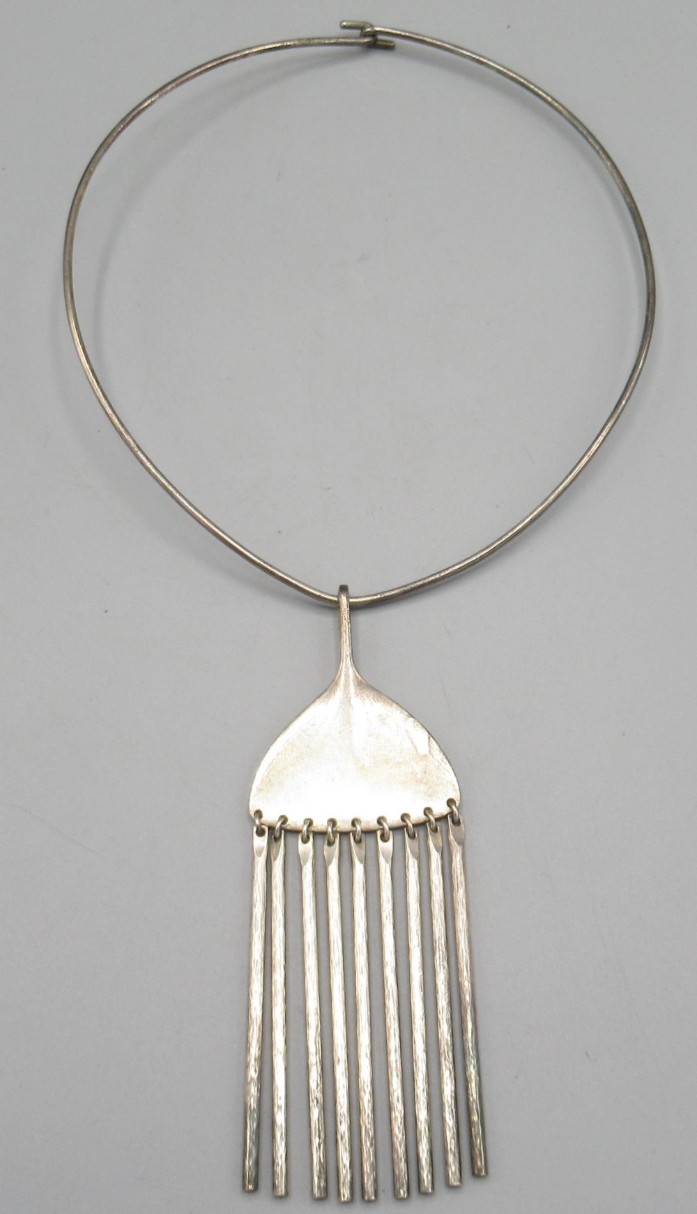 George Jensen silver broom pendant No. 142, hallmarked 925, Denmark, George Jensen, on a silver