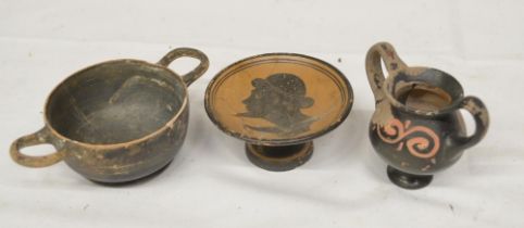 Small collection of Grecian and Mediterranean pottery, to include an attic red-figure vase with