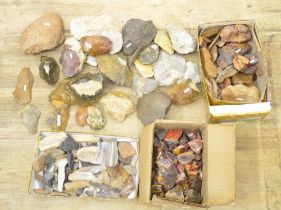 Collection of ancient flint and stone tools, many with find locations attached to include