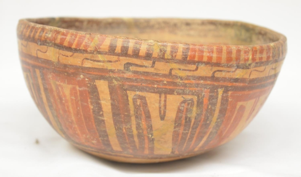 Pre-Columbian Toltec terracotta bowl, restored, D18.5cm (Victor Brox collection) - Image 3 of 4