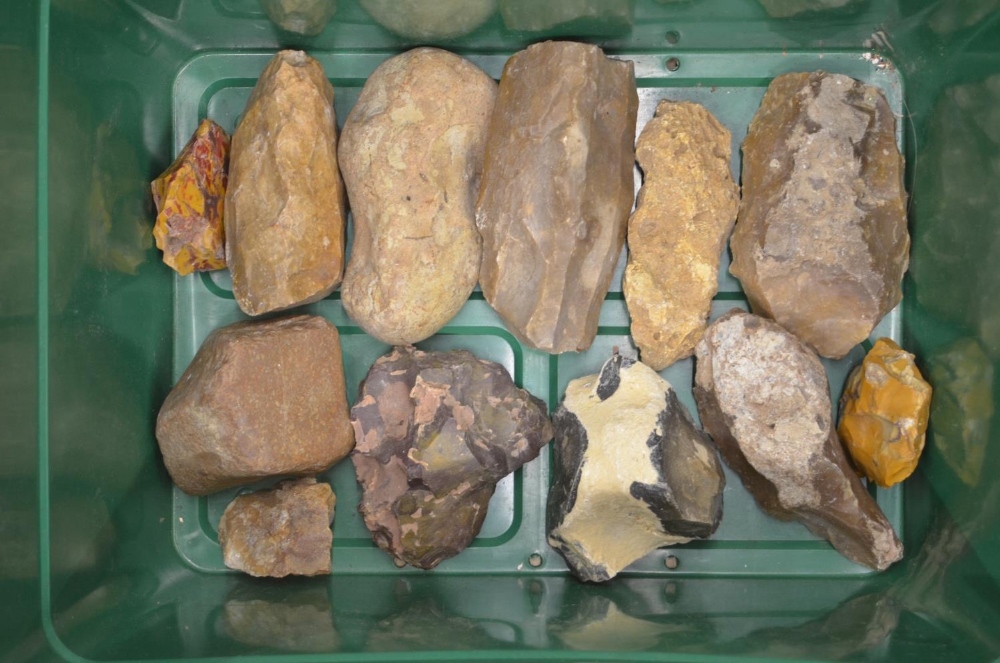 Collection of flint and stone tools including axe heads from Dorset, corn grinders, arrow heads, - Image 2 of 6