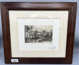 WITHDRAWN Peter Hearsey etching, framed, signed & dated 10/09/05, Sunbeam 1914 RAC TT, Isle o