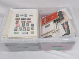 Assorted collection of stamps both loose and in stamp sheets/presentations (qty. in 1 box)