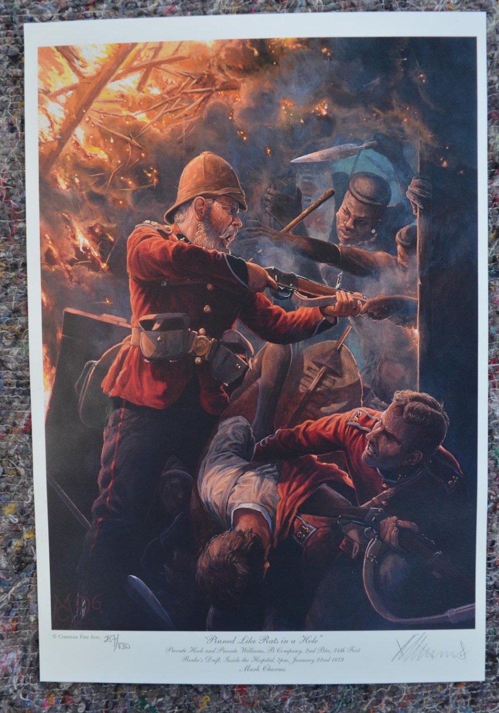 Three limited edition Zulu Wars related prints by Mark Churns to include 'Pinned Like Rats in a - Image 4 of 6