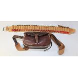 25 loop leather cartridge belt with cartridges, leather cartridge bag. Shotgun certificate required