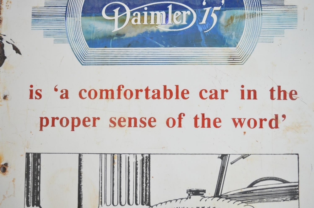 WITHDRAWN Enamel steel plate advertising sign for The New £450 Daimler 15, 38x61cm - Bild 4 aus 6