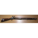 10B India muzzle loading black powder flintlock shotgun carbine, with brass mounts, 25"