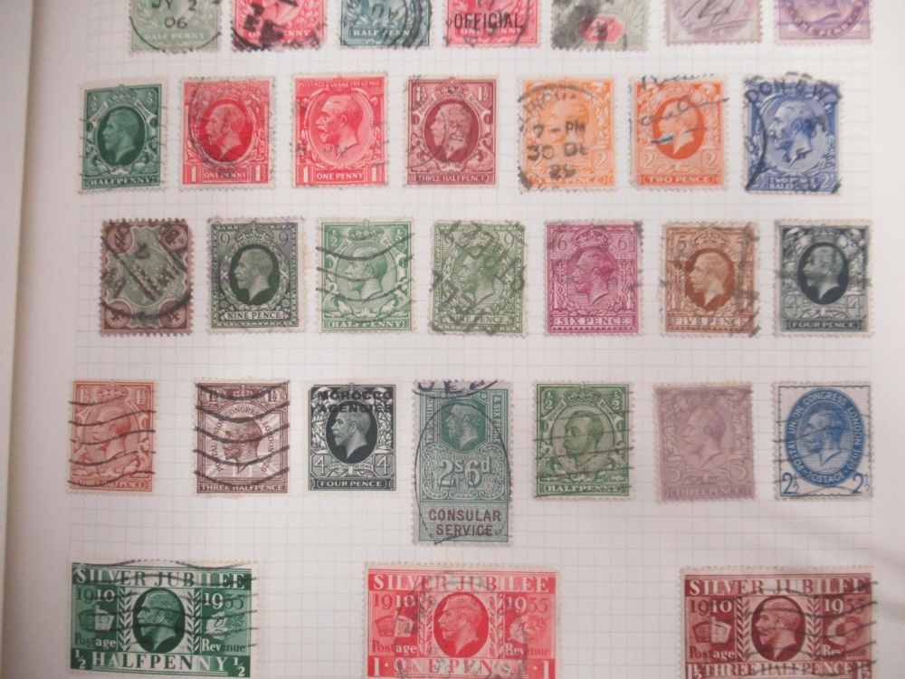 Red The Derwent Stamp Album cont. 4 used penny reds, GB & mixed International stamps, blue The - Image 5 of 11