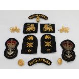 Large collection of brass South African naval buttons, cap badges, Sleeve patches,(Radar) South