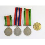 WWII Defence medal x2. 1939-45 War Medal. Masonic coin. Unknown Recipients.