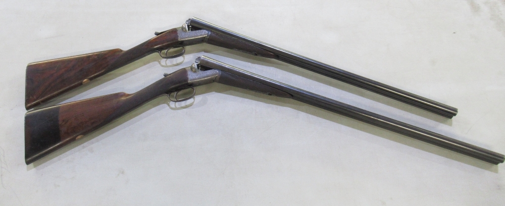 Pair of Westley Richards 12B side-by-side shotgun, single trigger, ejector, barrel length 30",