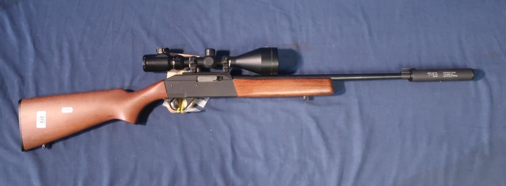 Sabatti sports .22 rifle fitted with sound moderator, 3-9x56eg scope, serial no. R47506 (section one