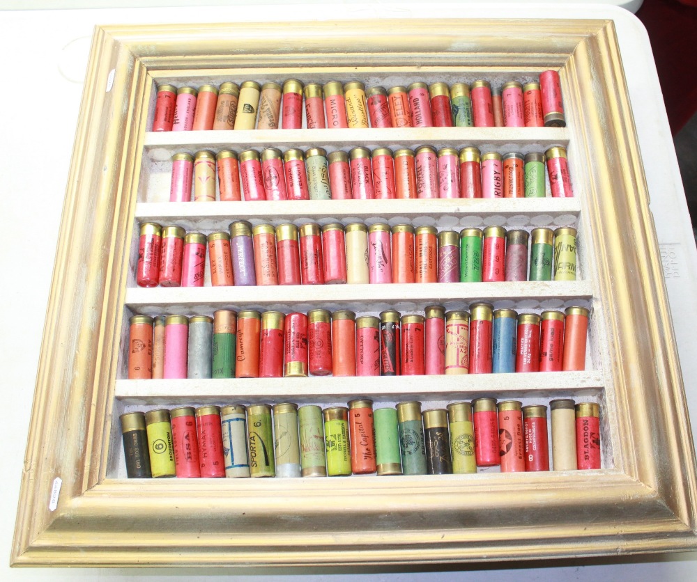 Large collection of vintage shotgun cartridges in three display frames. To include Cogswell and - Image 2 of 3