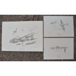 Three limited edition pencil sketch prints, all Battle Of Britain to include 'Against All Odds' by