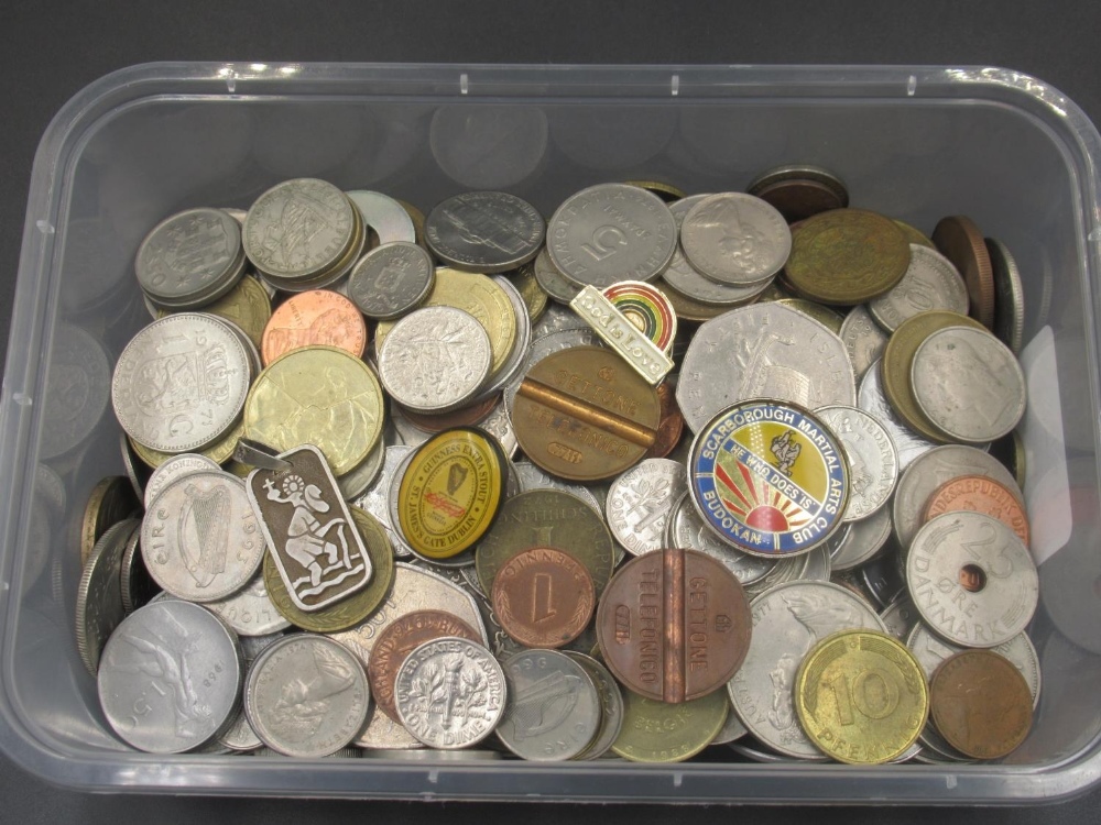 Assorted collection of mixed international coins, inc. 3 pin badges, and a St. Christopher Medallion - Image 2 of 2