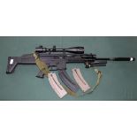 .22RF ISSC self loading rifle with three magazines, detachable sound moderator, Vlife 6-24x50 scope,