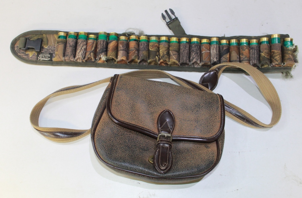 Jack Pyke cartridge belt with cartridges, suede and webbing cartridge bag. Shotgun certificate req