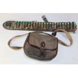 Jack Pyke cartridge belt with cartridges, suede and webbing cartridge bag. Shotgun certificate req