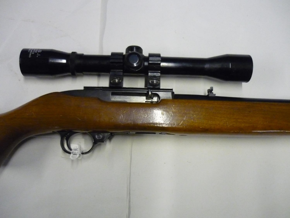 Ruger Model 10/22 carbine .22 cal, mounted with ASI 4x32 scope, complete with box magazine, serial - Bild 4 aus 8