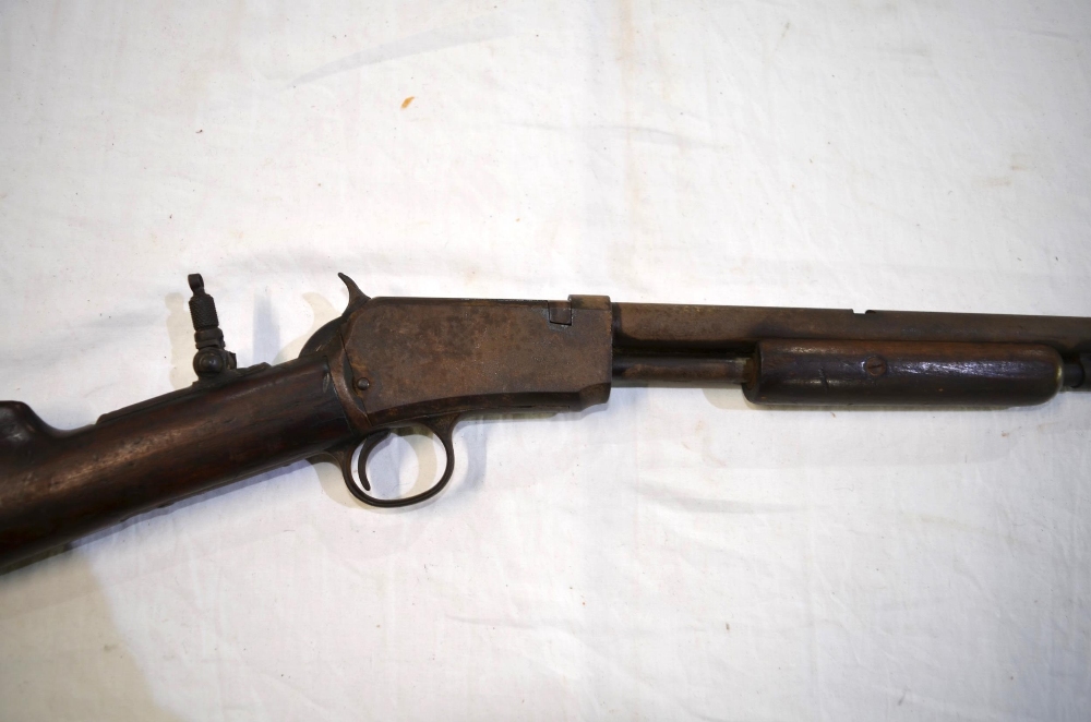 Rare Winchester .22 rim fire pump action rifle, circa 1890 with additional rear sight, overall L3ft, - Bild 2 aus 4