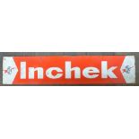 WITHDRAWN Enamel steel plate advertising sign for Inchek tyres, 183x38cm