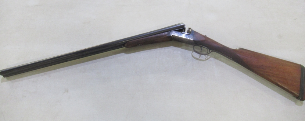 12 bore S/S Spanish shotgun. Double trigger, non ejector. 28ins barrel.15ins length of pull. Sn